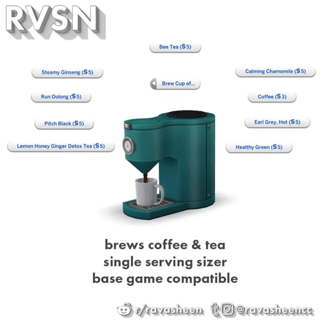 Personal Brewer RVSN Sims 4 Food Mod