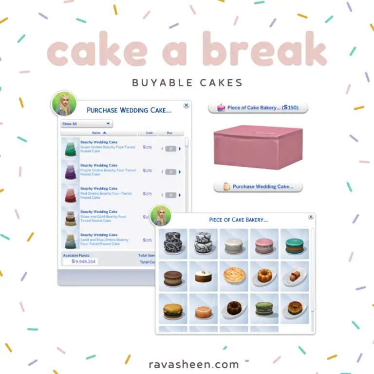 Buyable Cake RVSN Sims 4 Food Mod