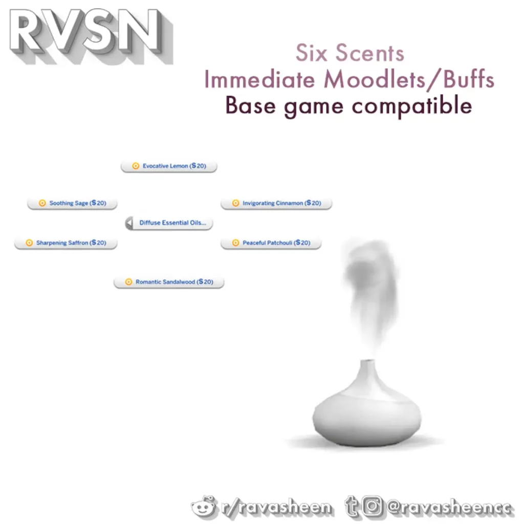 Essential Oil Diffuser Sims 4 Functional CC By RVSN