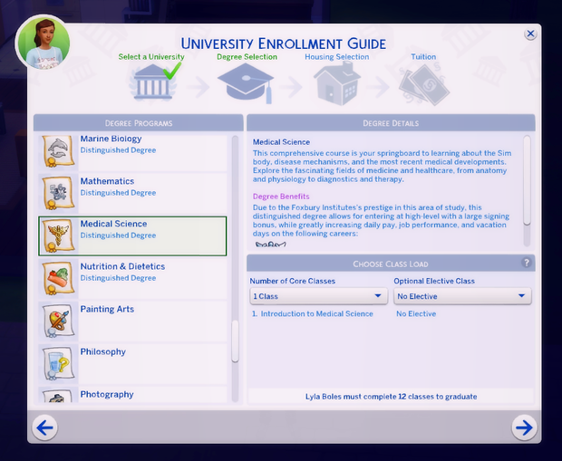 Custom Degrees Sims 4 University Mod
