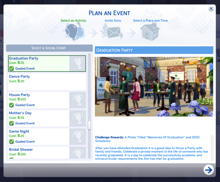 Graduation Party Custom Event Sims 4 University Mod