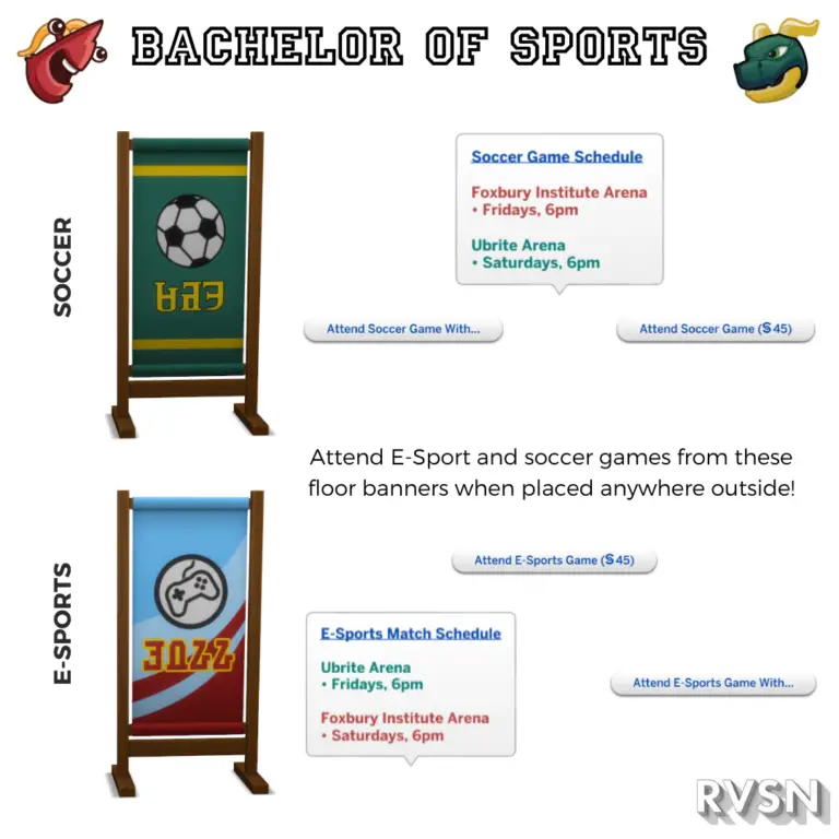Ravasheen's Bachelor Of Sports Sims 4 University Mod