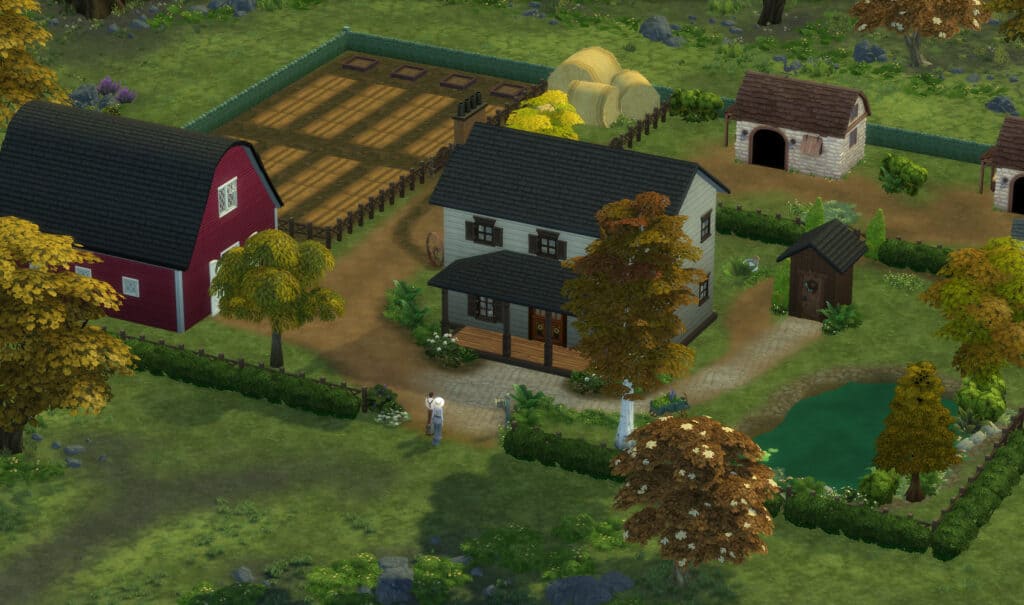 Sims 4 Decades Challenge 1890s homestead lot