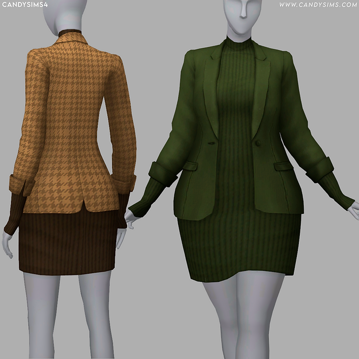 Agnes Sweater Dress With Blazer Sims 4 Old Money CC