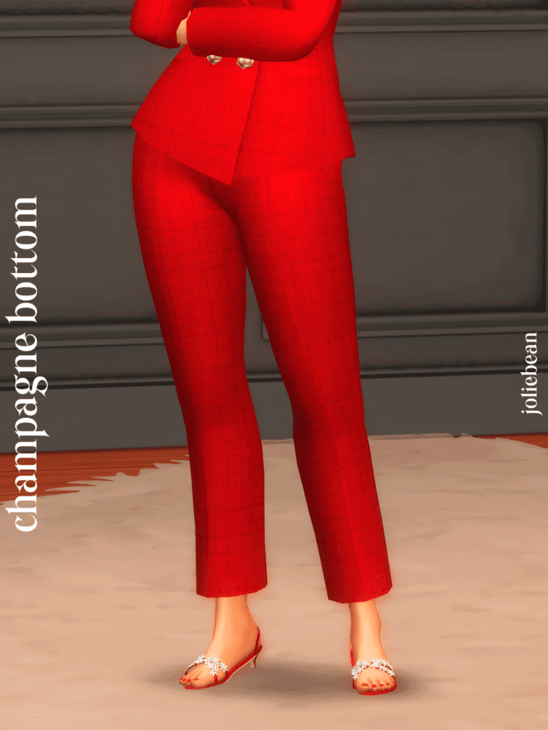 Champagne Top And Trousers Sims 4 Old Money CC Trousers