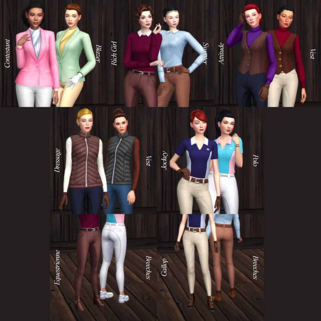Equestrian Clothing Sims 4 Old Money CC Pack