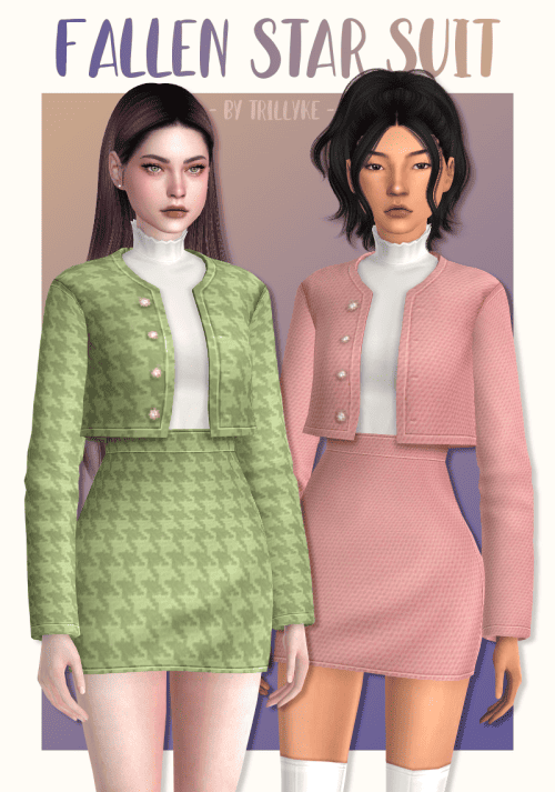 Fallen Star Skirt Suit Set Sims 4 Old Money CC