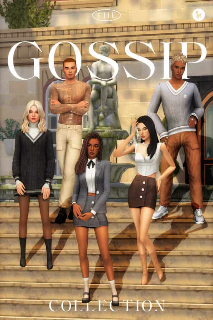 Gossip Collection Male and Female Sims 4 Old Money CC Outfits and Accessories (Gossip Girl Aesthetic)
