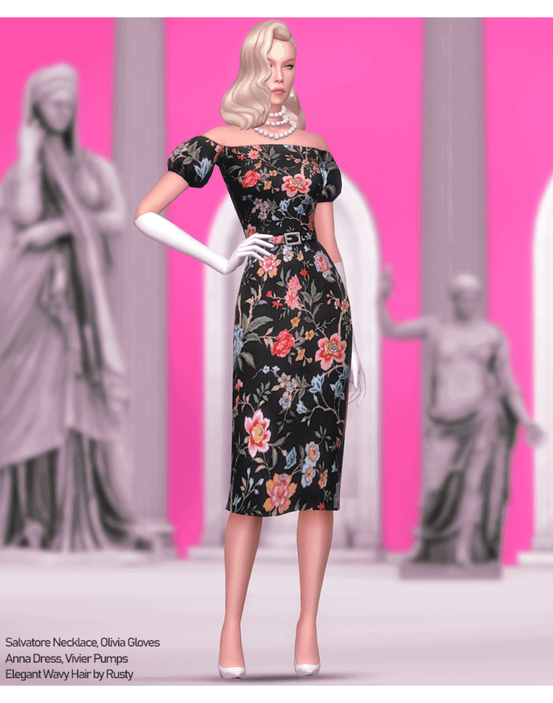 Sentate X Rusty Timeless Collection Sims 4 Old Money CC Pack Dress