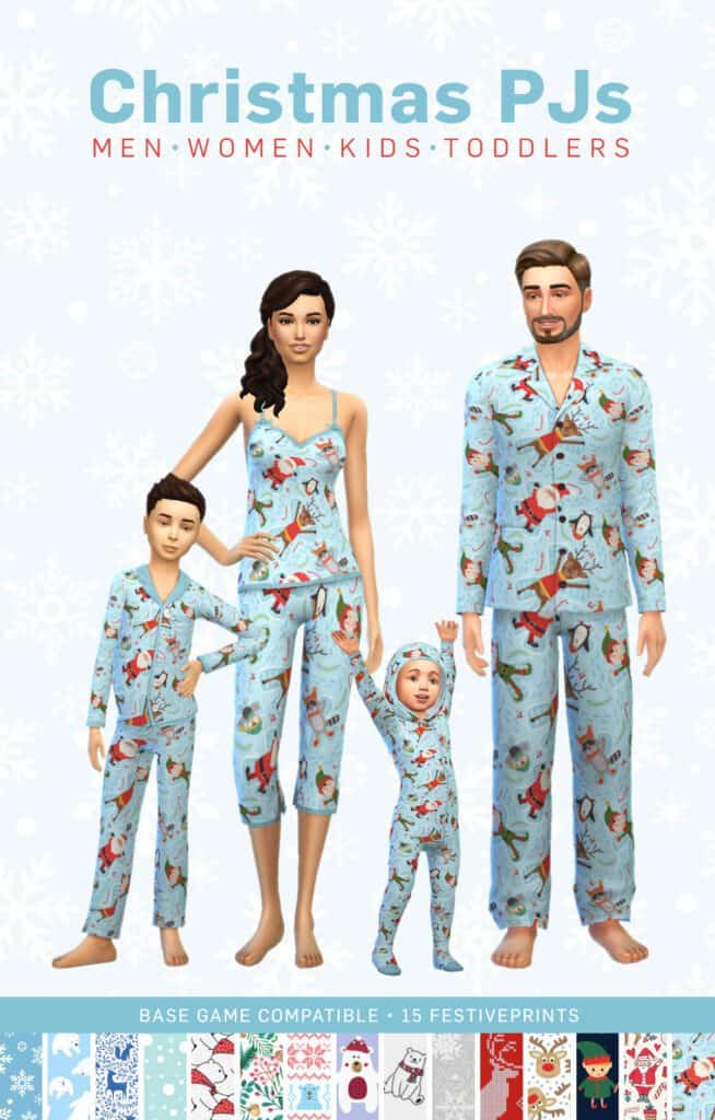 Matching Family Sims 4 Christmas CC Pajamas