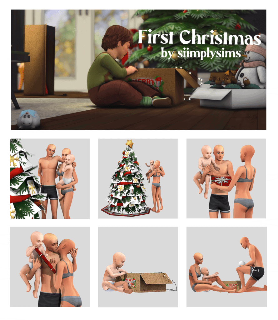 First Christmas Sims 4 Family Pose Pack
