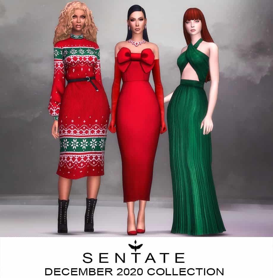 Sentate December Designer Dress CC Collection