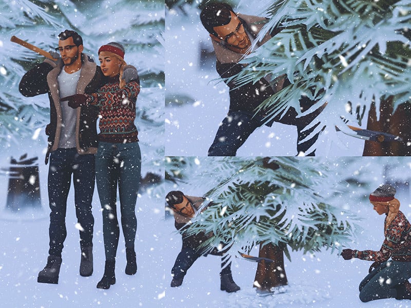 Tree Shopping Sims 4 Christmas CC Pose Pack