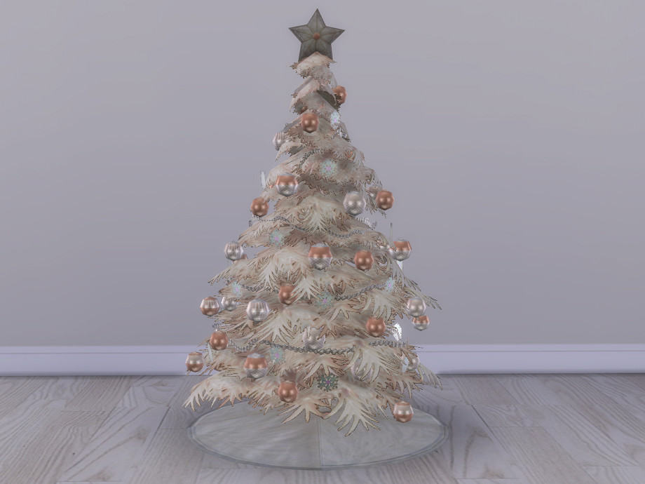 Pastel Blush & Pearls Sims 4 Christmas Tree CC (Baby's First Christmas)