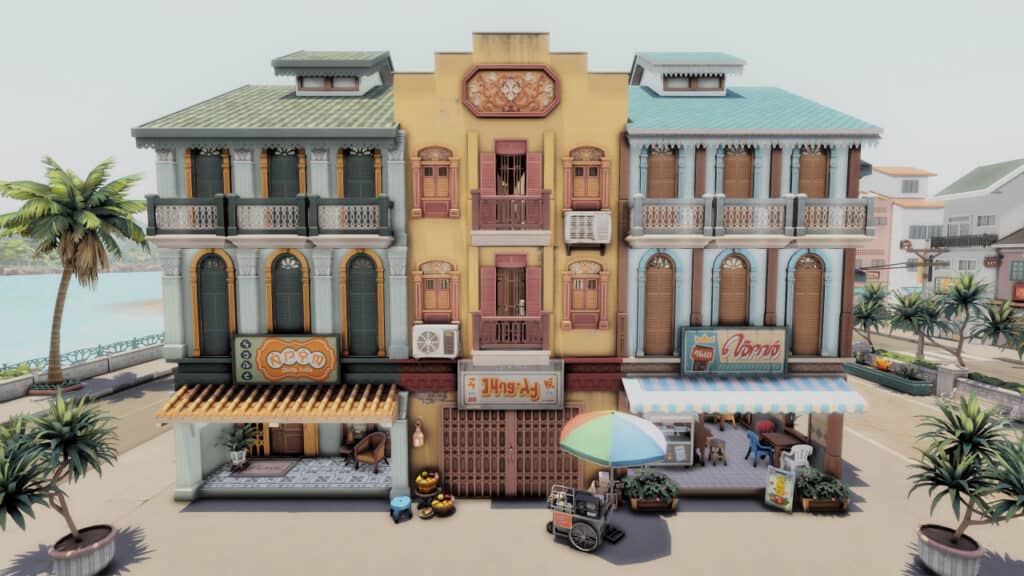 Residential and Commercial Shophouses for Sims 4 Tomarang