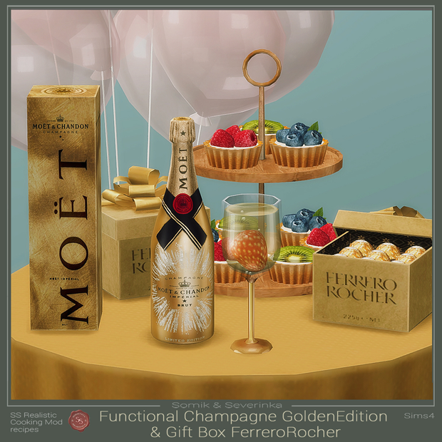 Functional Champagne and Ferrero Roche Sims 4 Valentines Day CC Gift