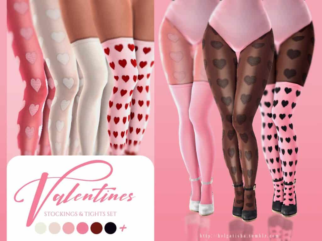 Heart Print Sims 4 Valentines Day CC Tights