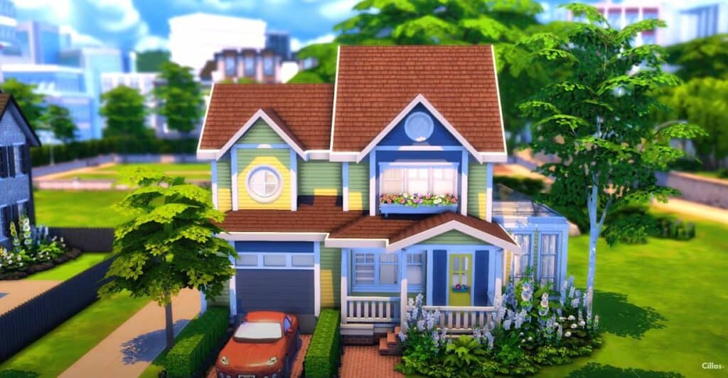 Bright and happy Sims 4 family house by Cillas. 