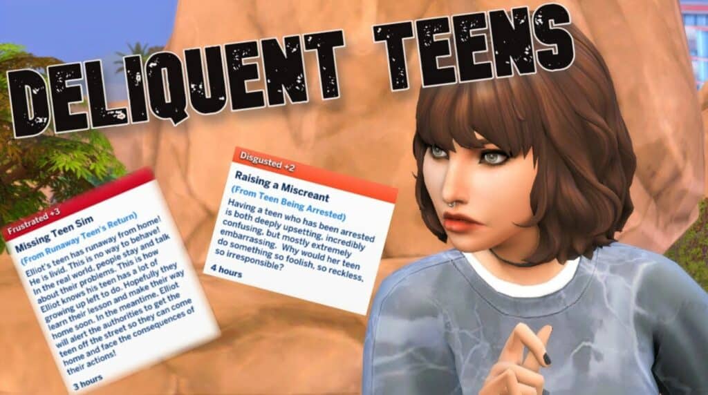 Deliquent Teens Sims 4 Teen CC Mod by a.deep.indigo with image by Chandra Marie on YouTube.