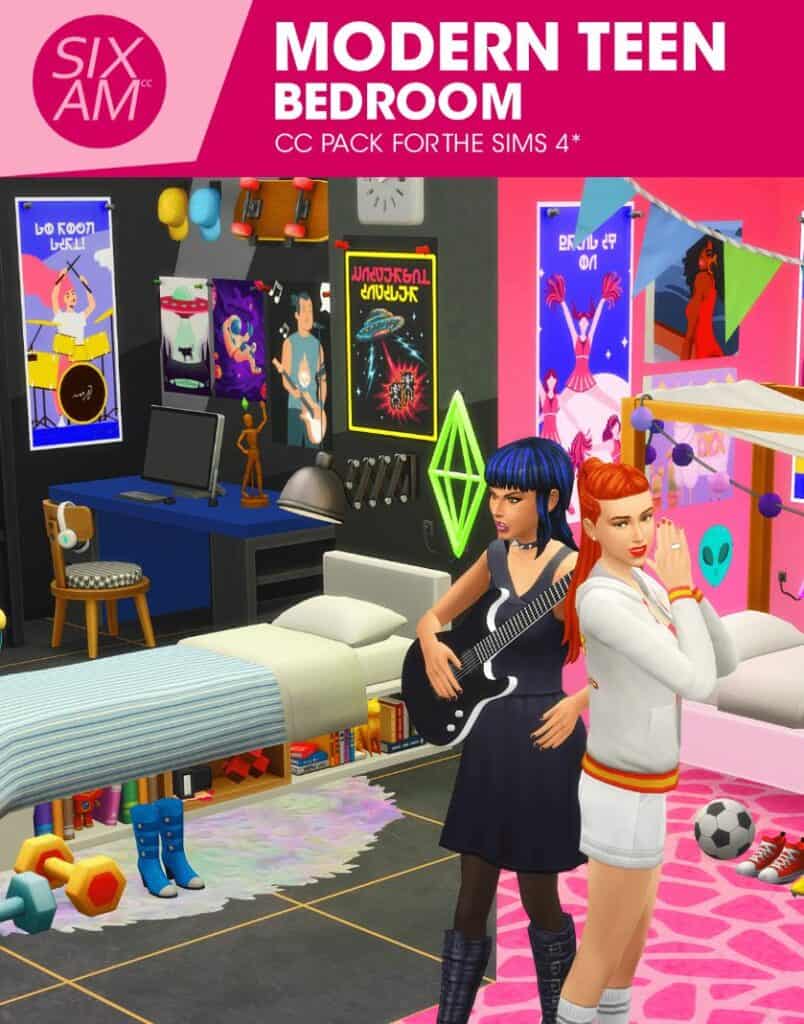Modern Teen Sims 4 Teen CC Bedroom by Sixam