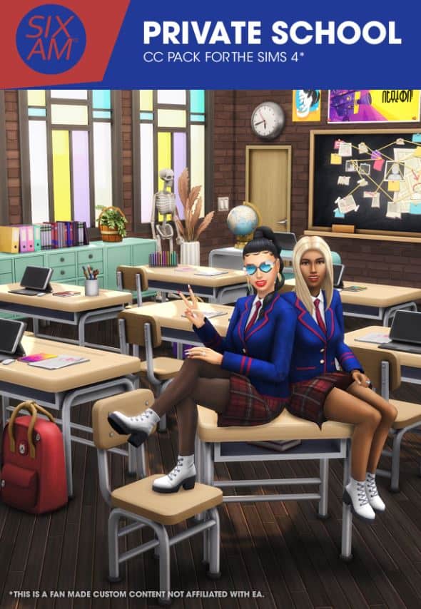 Private School Sims 4 Teen CC Gameplay Pack by Sixam