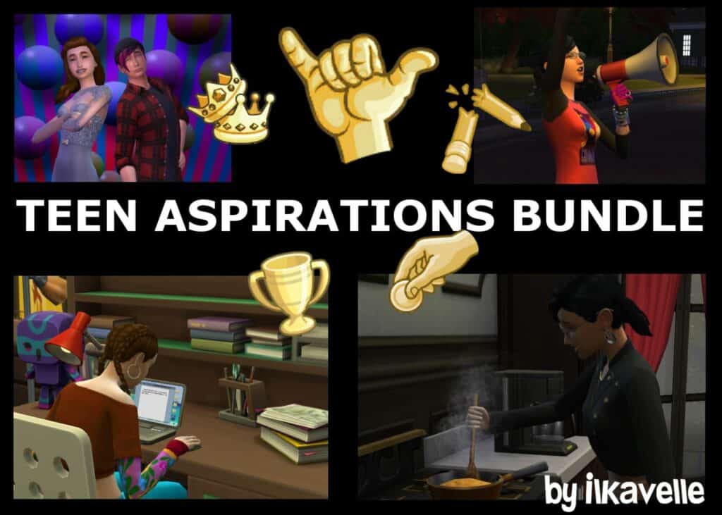 Teen Aspirations Sims 4 Teen CC Bundle by ilkavelle