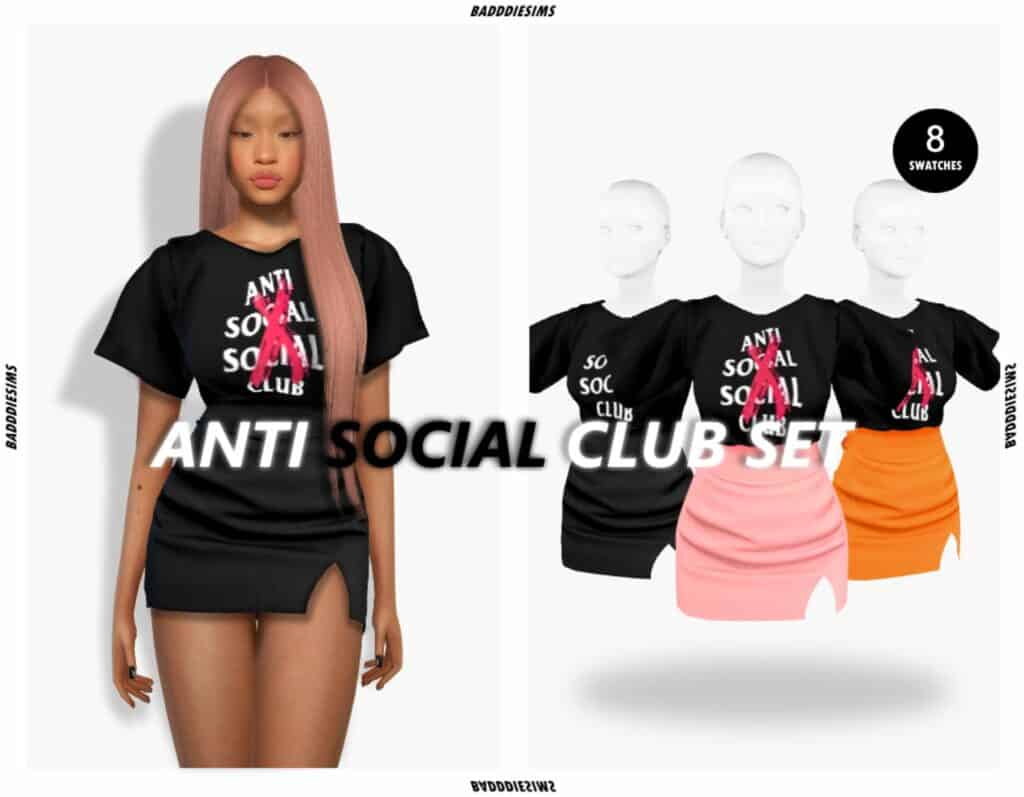 Anti Social Social Club Sims 4 Teen CC Set by BaddieSims