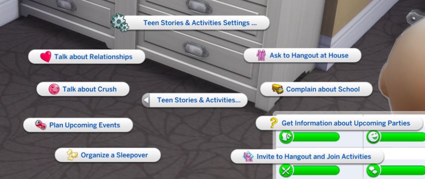 Stories and Activities Sims 4 Teen CC Gameplay Mod by Maplebell
