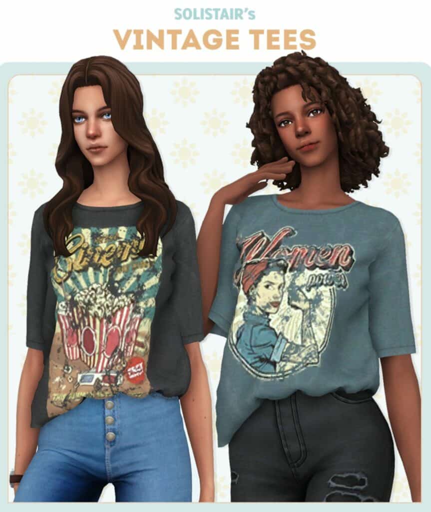 Vintage Sims 4 Teen CC Tees by Solistair