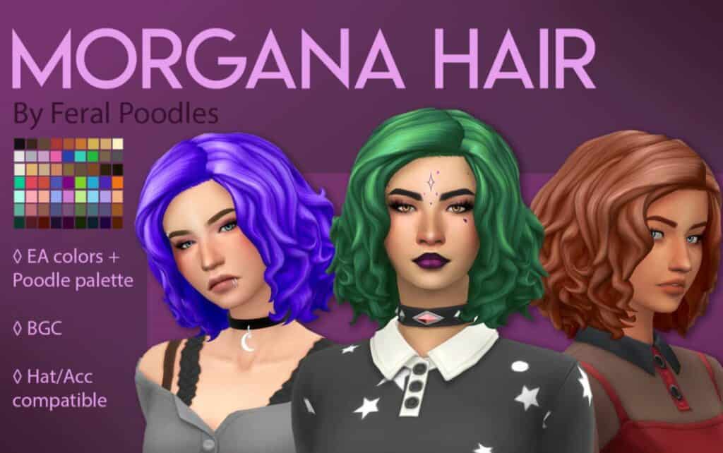 Morgana Sims 4 Witchy CC Hair by FeralPoodles