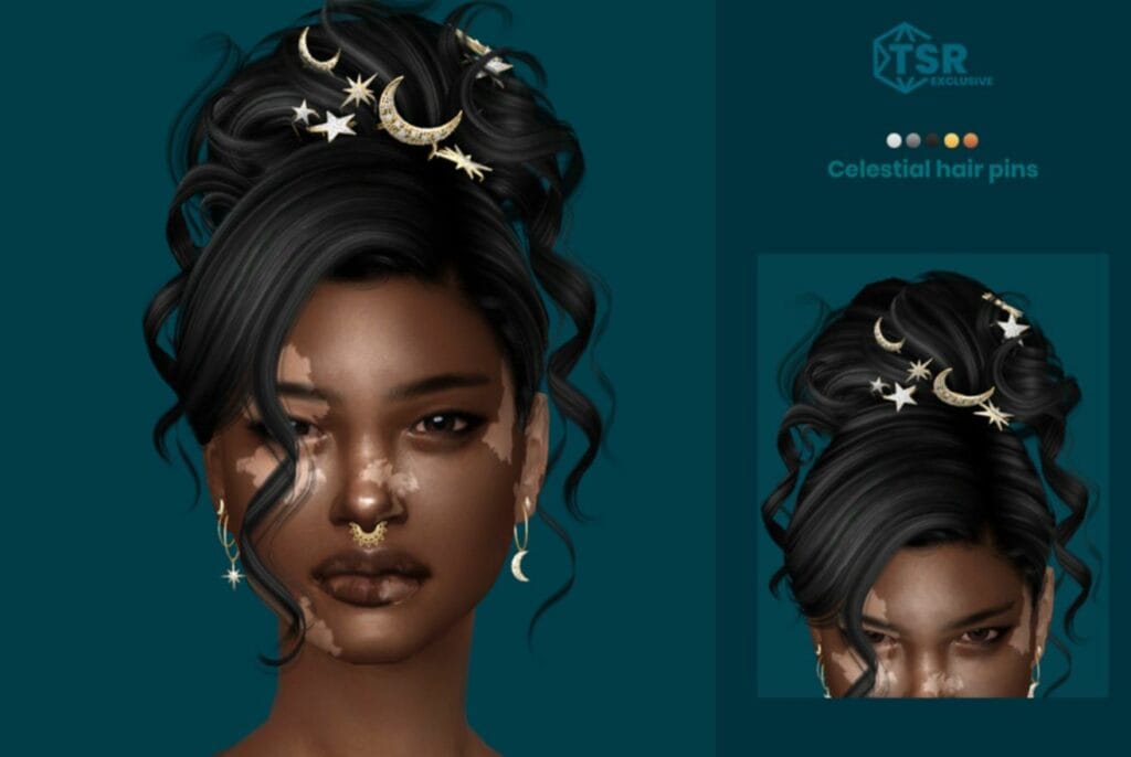 Celestial Sims 4 Witchy CC Hair Pins by S-Club