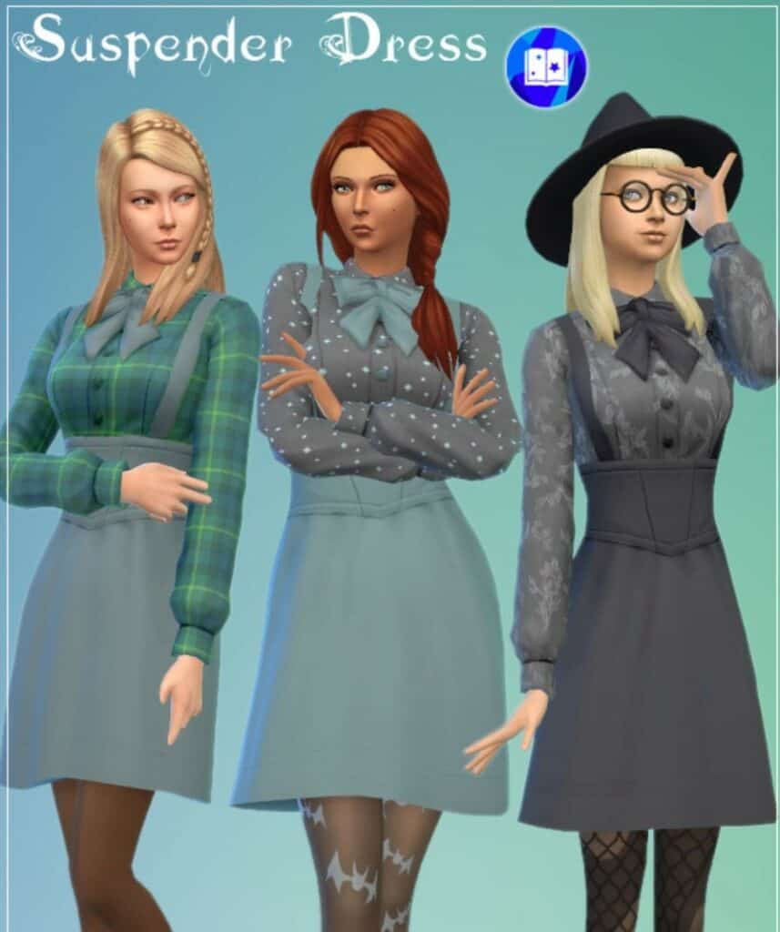 Sweet in Suspenders Sims 4 Witchy CC Dress by standardheld 
