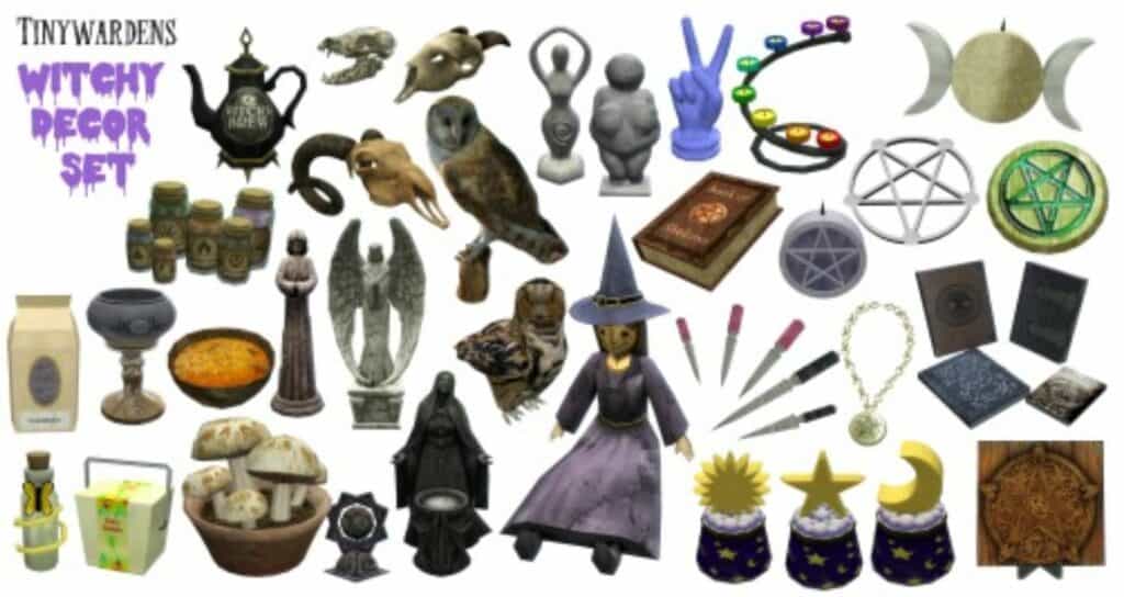 Decor Set Sims 4 Witchy CC by TinyWardens