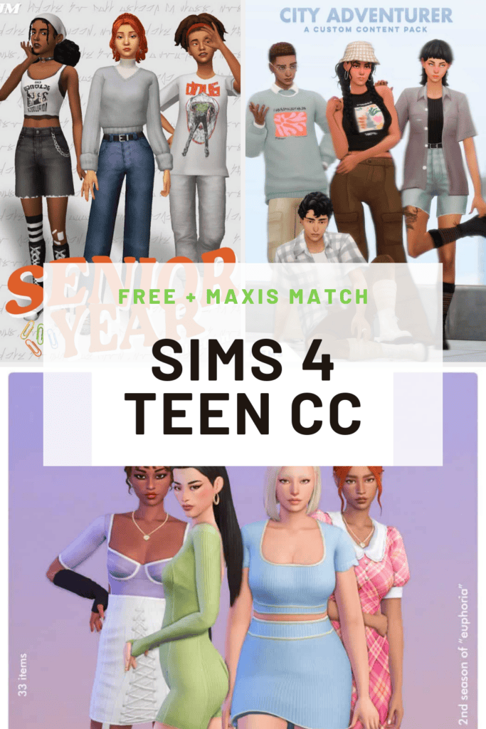Maxis Match Free Sims 4 Teen CC — Hair, Clothing, Furniture — Pinterest Graphic