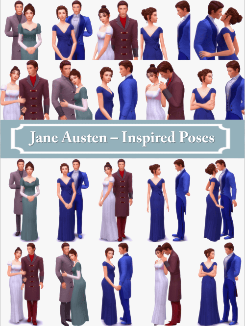 Jane Austen Sims 4 Bridgerton CC Poses by Atashi77