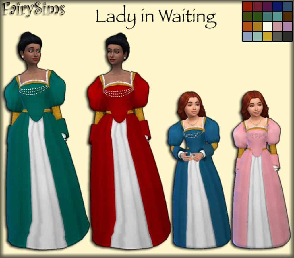 Lady in Waiting Sims 4 Bridgerton CC Dresses by FairySims