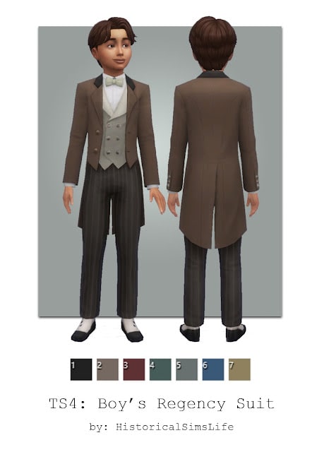 Boy's Sims 4 Bridgerton CC Regency Suit by HistoricalLifeSims