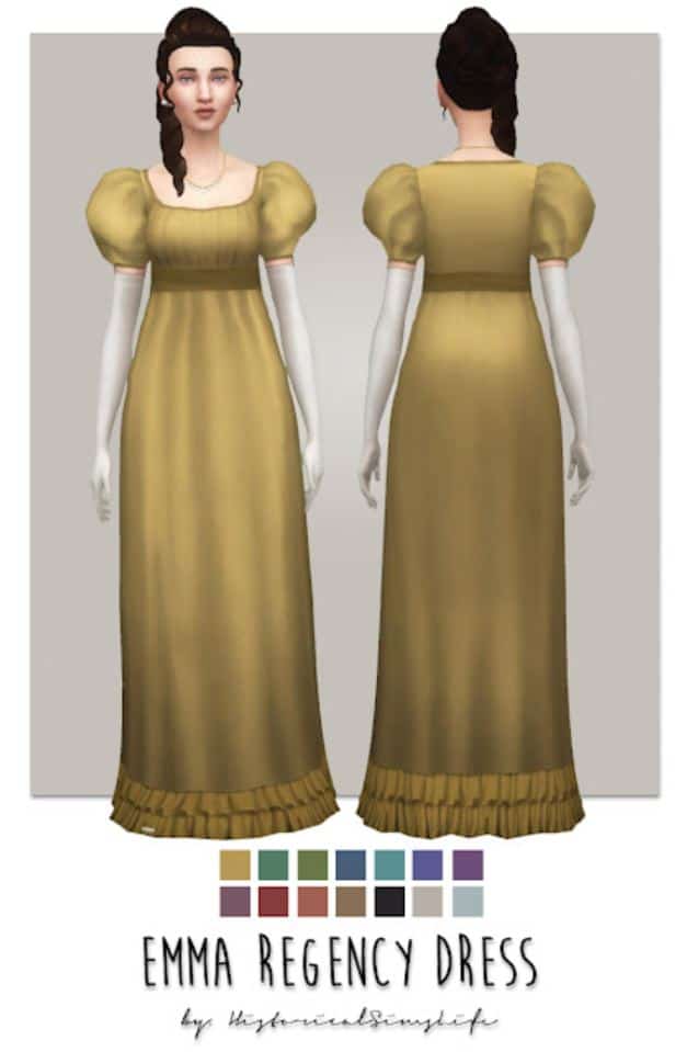 Female Sims 4 Bridgerton CC Dress by HistoricalSimsLife