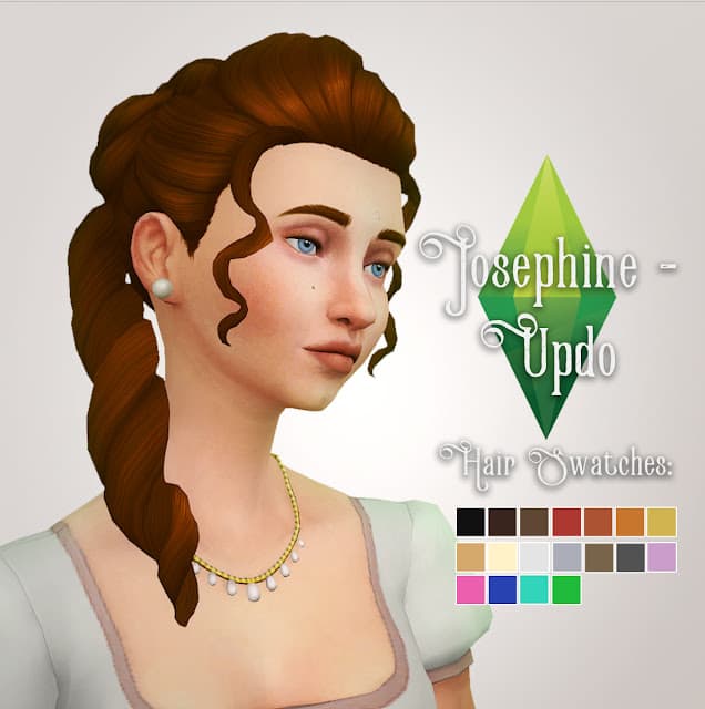 Updo With Curl Sims 4 Bridgerton CC by HistoricalLifeSims