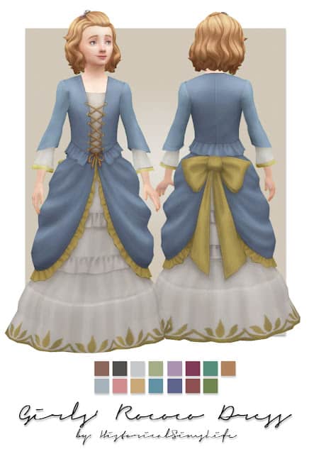 Girl's Sims 4 Bridgerton CC Dress by HistoricalLifeSims
