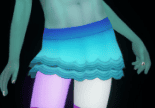 A neon ruffled sims 4 goth cc skirt on a male sim frame