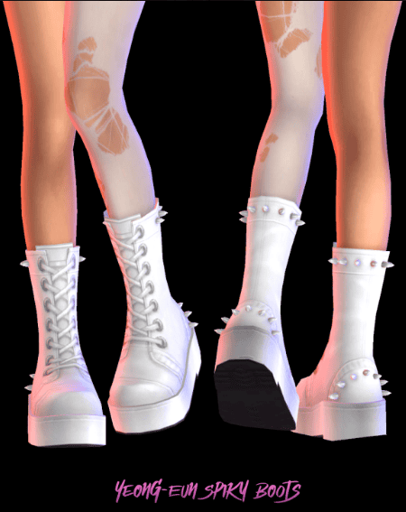 Calf height light pink sims 4 goth cc boots with spikes