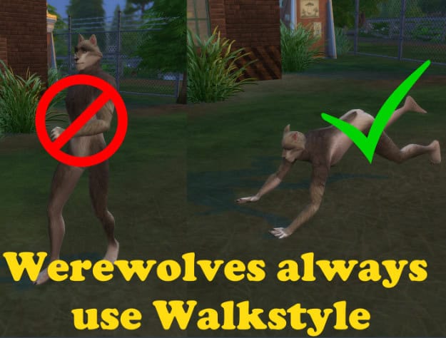 Werewolf comparison of walking like a human sim or running like a wolf