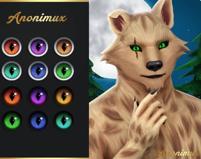 Alternate werewolf eyes with a white ring or a black ring