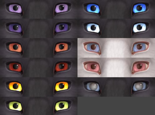 Different colors of werewolf eyes