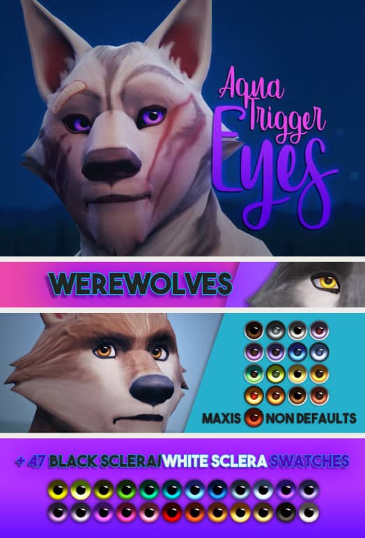 Werewolf eyes with black or white sclera swatches