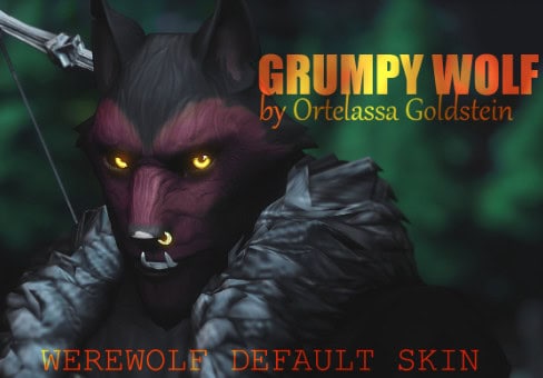 A black and red werewolf with a gold nose ring default skin for your sims