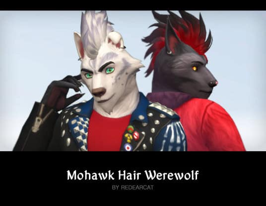Two different color werewolves sporting mohawks