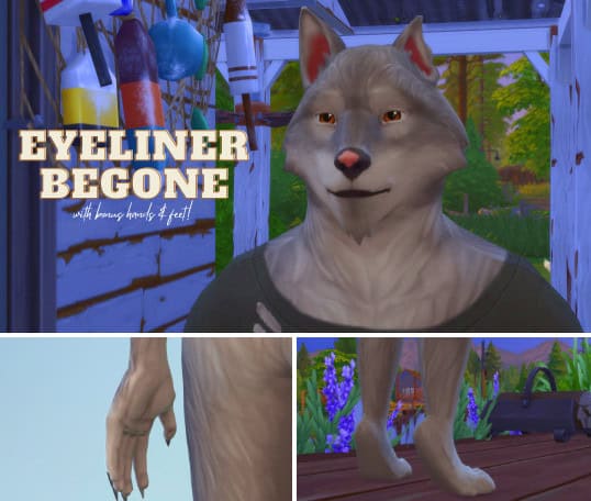 We see a werewolf without the default eyelines, plus new styles of feet and hands